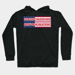 Just because you're offended doesn't mean you're right American Flag Hoodie